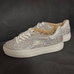 Betsey Johnson Sidny crystal pavé platform sneaker.